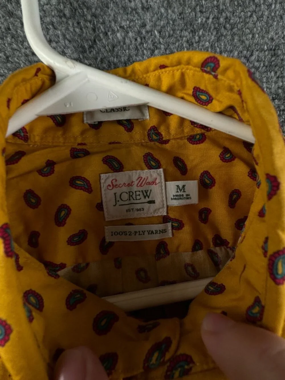 NWT J. Crew Men Yellow Red Paisley Long Sleeve Button Up Shirt Medium Classic